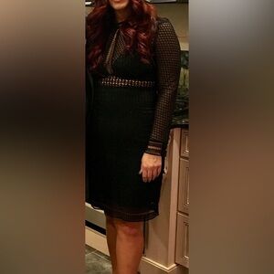 Bardot black mesh with dark green underlay